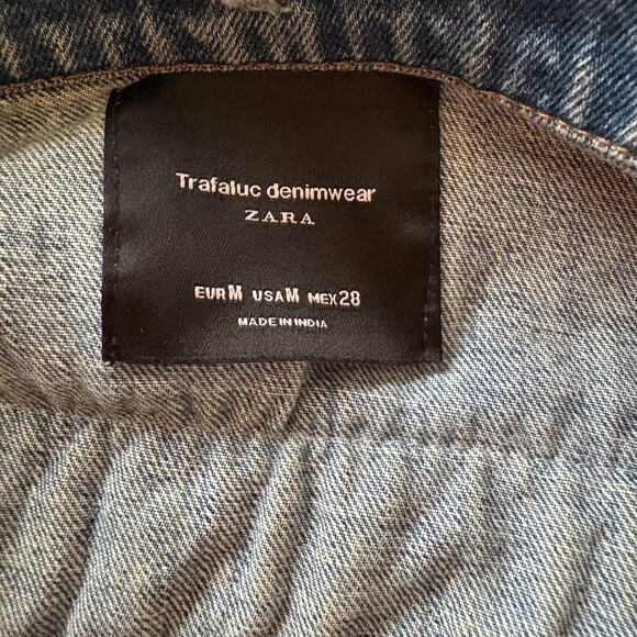 Zara Trafaluc Embroidered Oversized Boho Festival DenimJacket Medium - Picture 14 of 15